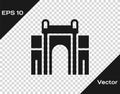 Black India Gate in New Delhi, India icon isolated on transparent background. Gate way of India Mumbai. Vector