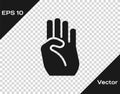 Black Indian symbol hand icon isolated on transparent background. Vector