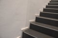 Black indoor stairs at white wall