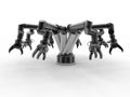 Black industrial robotic arms