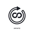 black infinite isolated vector icon. simple element illustration from time management concept vector icons. infinite editable logo