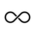 Black infinity symbol icon. Concept of infinite, limitless and endless. Outline modern design element. Simple black flat