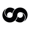 Black infinity symbol icon. Concept of infinite, limitless and endless. Simple flat vector design element Royalty Free Stock Photo