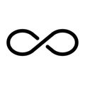 Black infinity symbol icon. Concept of infinite, limitless and endless. Simple flat vector design element Royalty Free Stock Photo