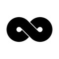 Black infinity symbol icon. Concept of infinite, limitless and endless. Simple flat vector design element