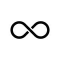 Black infinity symbol icon. Concept of infinite, limitless and endless. Simple flat vector design element Royalty Free Stock Photo