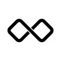 Black infinity symbol icon. Rectangular shape with rounded edges. Simple flat vector design element Royalty Free Stock Photo