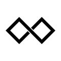 Black infinity symbol icon. Rectangular shape with sharp corners. Simple flat vector design element Royalty Free Stock Photo