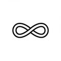Black infinity symbol on a white background. The symbol consists of a continuous lo Royalty Free Stock Photo