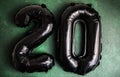 20 Black inflatable foil baloons set. Bright party decoration figures. Luxury numbers