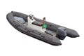 Black inflatable motor boat isolated on a white background