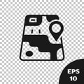 Black Infographic of city map navigation icon isolated on transparent background. Mobile App Interface concept design