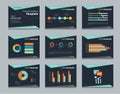 Black infographic powerpoint template design backgrounds . business presentation template set Royalty Free Stock Photo