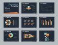 Black infographic powerpoint template design backgrounds . business presentation template set Royalty Free Stock Photo