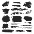 Black ink brush stroke set, smear collection