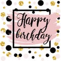 Black ink, gold glitter Happy Birthday Royalty Free Stock Photo