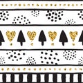 Black ink, and gold hand drawn vector pattern. Part six. Royalty Free Stock Photo