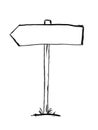 Black Ink Hand Drawing of Arrow Decision Sign Post