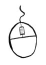 Black Ink Hand Drawing of Computer Mouse Royalty Free Stock Photo