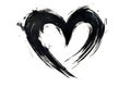 Black ink heart brush stroke isolated on white background Royalty Free Stock Photo