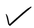 Black ink line correct check mark doodle freehand sketch drawing shape form abstrat element