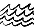 Black ink line wave banner doodle freehand sketch drawing shape form abstrat element