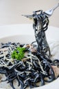 Black Ink Spaghetti Cabonara Royalty Free Stock Photo