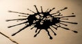 Black Ink Spill on Paper Artistic Abstract Design Creative Drawing Royalty Free Stock Photo