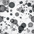 Black ink splats on a copybook page seamless background. Royalty Free Stock Photo