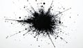 Black Ink Splatter Explosion on White Background Abstract Art Royalty Free Stock Photo