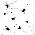 Black ink splatter. Hand drawn textures made with ink. Spot, splash, scribble, stroke. Isolated. Seamless pattern