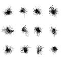 Black Ink Splatter and Splash Grunge Textures - Set of 12 Royalty Free Stock Photo