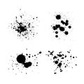 Black ink splatter. Vector watercolor paint brush texture. Ink splash and stain set Royalty Free Stock Photo