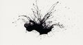 Black ink splatter on a white background, spreading in various directions. Irregular Royalty Free Stock Photo