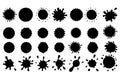 Black ink splatters and blobs paint blobs abstract shapes Royalty Free Stock Photo