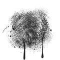 Black ink splatters and drips. Abstract black dust of round shape isolated on white background. Spraying of fine particles Royalty Free Stock Photo