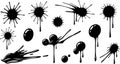 Black Ink Splatters and Drips Vector Set Royalty Free Stock Photo