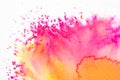 Black Ink Splatters and Spill on A Vibrant Rainbow Colour Watercolor Background Abstrct Paint Royalty Free Stock Photo