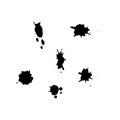 Black ink spot set, paint blot. Watercolor splatter. Semitransparent vector shapes isolated on trnsparent background. Royalty Free Stock Photo