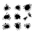 Black ink paint spots. Drops texture isolated on white background. Set for grunge splash textures. Vector illustration. Royalty Free Stock Photo