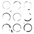 black ink stains set on white background Royalty Free Stock Photo