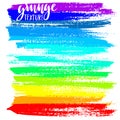 Black ink vector brush strokes. Vector illustration. Grunge rainbow texture.