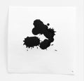 Black ink watercolor splahs, blots on white note Royalty Free Stock Photo