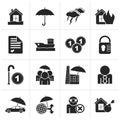 Black Insurance and risk icons