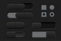 Black interface buttons. 3d set of icons