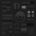 Black interface buttons. 3d set of UI icons