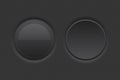 Black interface buttons. Round 3d icons