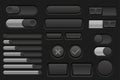 Black interface buttons set