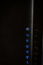 Black internet modem with blue light buttons Royalty Free Stock Photo