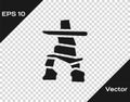 Black Inukshuk icon isolated on transparent background. Vector